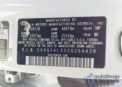 2018 Kia Optima Lx from USA, damaged, VIN 5XXGT4L33JG264428